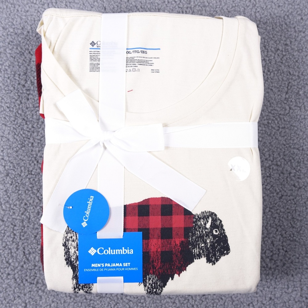 Columbia Pajama Pants Set Men XXL Long Sleeve Shirt Buffalo Graphic